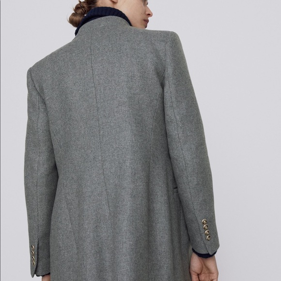 ZARA DOUBLE BREASTED WOOL COAT GOLD BUTTONS - Picture 5 of 10